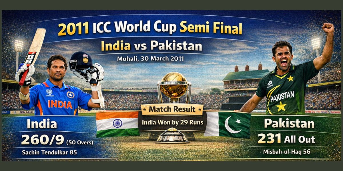 2011 Semi Final World Cup Scorecard – India vs Pakistan Match Summary, Stats and Full Scorecard