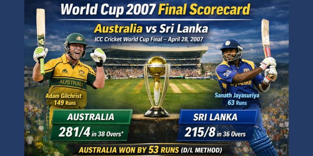 World Cup 2007 Final Scorecard – Australia vs Sri Lanka Full Match Summary