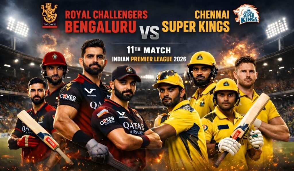 Royal Challengers Bengaluru vs Chennai Super Kings, 11th Match, Indian Premier League 2026 – Scorecard match