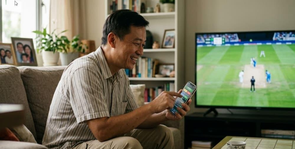 Man watches cricket and bets